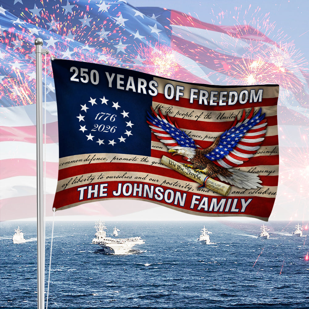Custom Family Name USA 250 Years of Freedom House Flag
