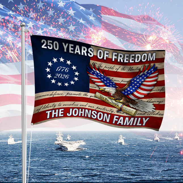 Custom Family Name USA 250 Years of Freedom House Flag