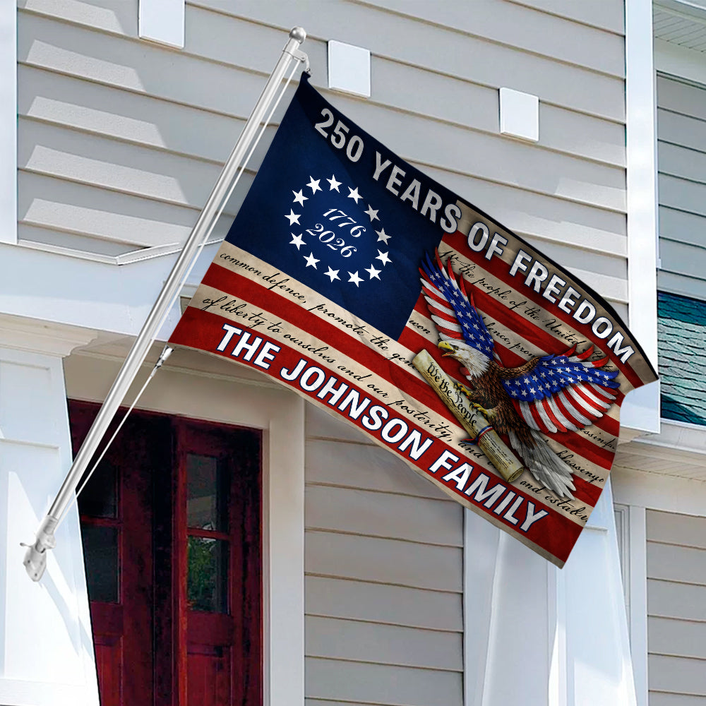 Custom Family Name USA 250 Years of Freedom House Flag