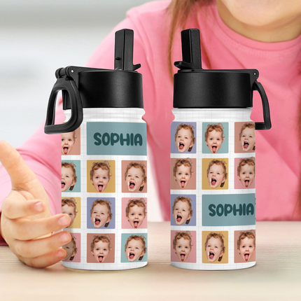 Custom Photo And Name For Kid Back To School Water Bottle