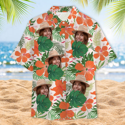 Interesting Cut Head Photo Flower Theme Summer Hawaii - Personalized Customized Hawaiian shirt