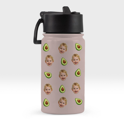 Custom Face Photo With Icon Back To School Water Bottle For Kid