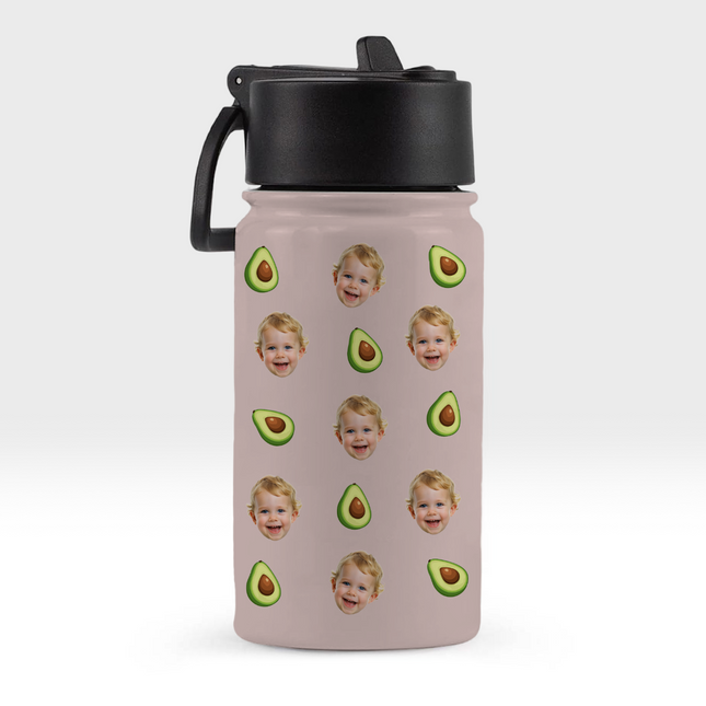 Custom Face Photo With Icon Back To School Water Bottle For Kid